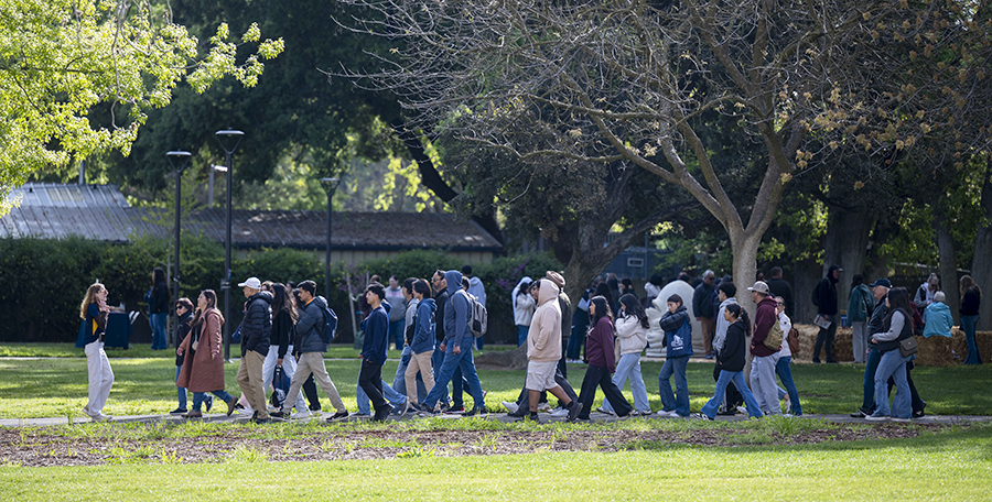 Visitors on a campus tour Visitors on a campus tour