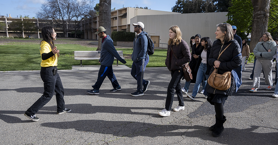 Visitors on a campus tour Visitors on a campus tour